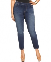 Be chic and comfy with Seven7 Jeans' plus size skinny jeans, featuring pull-on styling.