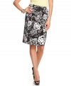 This Elementz petite pencil skirt is both office and weekend friendly! The timeless black and white floral print makes it a great wardrobe staple. (Clearance)