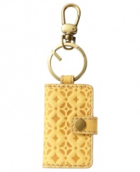 Go straight to the VIP room with this laid-back luxe Loyalty Card keychain from Fossil. Featuring buttery-soft leather with posh perforated pattern and signature brass-tone hardware, it's the perfect place to keep keys close.