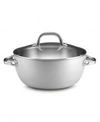 From the stovetop to the oven, the Anolon Chef Clad casserole is designed to perform flawlessly, browning, searing and baking for simply delicious one-pot meals. With the combined efforts of brushed aluminum and clad stainless steel, you're guaranteed fast, even heating from top to bottom. Limited lifetime warranty.