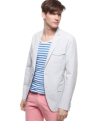 It's like day and night. Go from casual to cool with the simple addition of this striped blazer from American Rag.