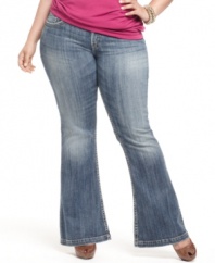 Rock a retro vibe in Silver Jeans' plus size flared jeans-- this season is all about 70's style!