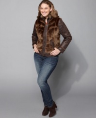 Fall in love with one of the season's hottest looks: Dollhouse's faux fur and leather jacket! (Clearance)