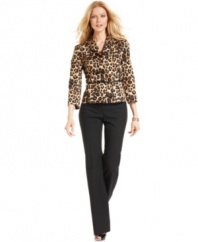 This animal-print jacket from Tahari by ASL looks amazing with more than you might ever imagine. Adds a bold statement to solid pants, a pencil skirt or a simple sheath.