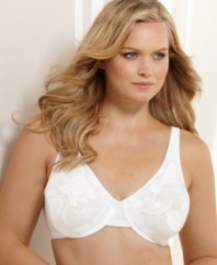 Olga's Christina offers Today's Tapestry minimizer bra with a floral lace mesh overlay that's perfect to wear under tailored shirts. Style #55409
