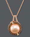 The sweetest final touch. Le Vian's subtly-shimmering pendant features a pink cultured freshwater pearl (9-10 mm) encircled by round-cut chocolate diamonds (1/3 ct. t.w.) and accented by white diamonds. Approximate length: 18 inches. Approximate drop: 3/4 inch.