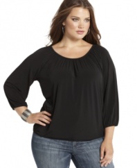 Be an image of causal elegance with MICHAEL Michael Kors' plus size peasant top-- it's an Everyday Value!