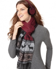 Ski lodge style. Warm your ears with the cozy Fair Isle pattern of these darling earmuffs by David & Young.
