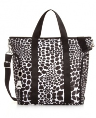Satisfy your safari fashion sense with this gorgeous go-anywhere tote from Kipling. Eye-catching giraffe print, silver-tone hardware and signature charm add instant allure to your look, while a roomy interior allows you to bring along almost anything.