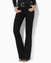 A sleek petite bootcut silhouette is designed with a hint of stretch for comfort and a flattering fit, making these pants among the best jeans for petites from the Lauren by Ralph Lauren collection.