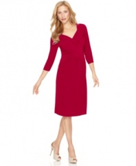 Look your best in this sexy petite B-Slim dress by Elementz, with built-in slimming lining for a smooth silhouette.