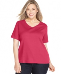 Karen Scott's short sleeve plus size top is an essential for spring/summer style-- stock up at an Everyday Value price!