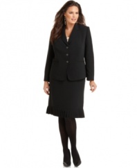 A pop of pleating at the hem makes Tahari by ASL's plus size skirt suit feminine and memorable. A versatile look that can easily be paired with or without tights.