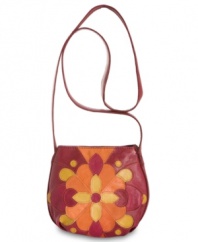 A petite version of the large Lucky Brand Balboa crossbody, this compact silhouette has the same plush leather patchwork in a kaleidoscope of color and floral-geometric pattern for an eye-catching retro look. Strategically placed interior pockets make access to essentials a breeze.