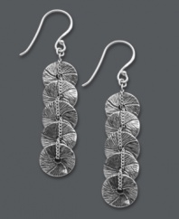 Subtly shimmer with a vintage twist. Studio Silver's overlapping design features textured sterling silver discs layered on top of one another. Approximate drop: 2 inches.