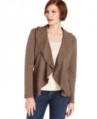 A perfect layer for the season, Style&co.'s shawl collar cardigan features a double tier and a cascading open front.