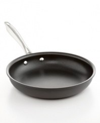 Featuring ArmorGuard™ technology, this open skillet has the durability and professional performance that hard anodized pieces are known for, plus the convenience of cleaning up in the dishwasher. A revolutionary design with an unbelievably strong nonstick finish. Lifetime warranty.