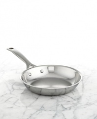 Versatility, convenience & stunning good looks. This fry pan features a triple-layer design that sandwiches a pure aluminum core between two high-performance layers of stainless steel for quick, even heating that powers masterful meals each & every time. A magnetized exterior works like a pro on all cooktops, including induction, and the durable construction slips in the oven or sizzles on the stovetop. Lifetime warranty.