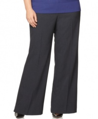 A flattering wide silhouette defines Calvin Klein's plus size pants-- they're perfect for work!