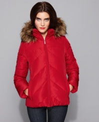 Calvin Klein's short puffer coat is perfect for pairing with jeans when the temperatures go way down. The faux fur trimmed hood keeps you looking chic no matter the weather. (Clearance)