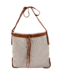 Lucky Brand's casual crossbody purse crocheted in cotton yarn lends a cool vibe to so many looks.