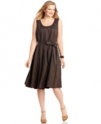 Delight from day to dinner with Charter Club's A-line plus size dress, crafted from crisp linen. (Clearance)