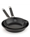 Give it a fry-this cast aluminum duo steps up to every task you toss its way with a heavy-duty nonstick ceramic coating that releases food fast and guarantees an eco-friendly PFOA- and PTFE-free approach to the art of cuisine. Each fry pan features a mess-free pour spout that cuts down on splatter. 3-year warranty.