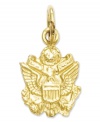 Give your own medal of honor to the courageous. This symbolic U.S. Army Insignia charm is crafted from textured 14k gold. Chain not included. Approximate length: 3/5 inch. Approximate width: 2/5 inch.