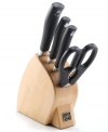 Ready, set, show off your skills as a chef! This curated collection features precision tools crafted from high-carbon stain-resistant steel that keeps its edge and steps up to the plate with precision and control like you've never before experienced. Storing in an attractive knife block, this set makes sure there is never a dull moment in the kitchen. Lifetime warranty.