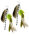 Life's a party, so brighten up! Neon green and brown feathers combine with acrylic beads to lend a flirty vibe to your look. FALCHI by Falchi earrings are crafted in silver tone mixed metal. Approximate drop: 6 inches.