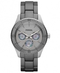 A dusky design blends with mesmerizing mother-of-pearl on this Stella collection watch by Fossil.