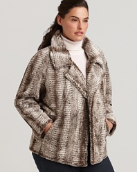 Rendered in plush faux fur, this Karen Kane open jacket offers limitless cold-weather layering options while minimizing the bulk with a sleek structure.
