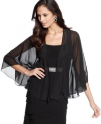 Instant elegance: Alex Evenings' sheer capelet adds a sophisticated finish to any almost any special occasion ensemble.