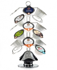 Be a real showoff! Have your favorite flavors and blends right on hand with this countertop carousel. Rotating so you can get the full view of what's on your house menu, this carousel holds up to 24 Vue packs and features a sleek chrome design that complements any kitchen decor.