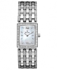 The endless sparkle of Swarovski elements bring crystal-clear fashion to this elegant watch from Bulova.