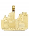 Proclaim your love for the powerful Steel City with this intricately-carved charm of the Pittsburgh skyline. Crafted of 14k gold. Chain not included. Approximate drop length: 1 inch. Approximate drop width: 1 inch.