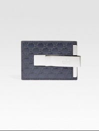 Money clip wallet in signature guccisima leather.Single card slotLeather3W x 4HMade in Italy