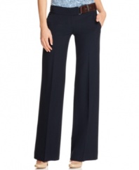 MICHAEL Michael Kors' wide leg pants are made extra chic with the addition of a faux leather belt and logo buckles at the hip.