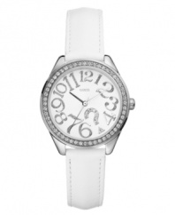Shine any time with this crystal-encrusted watch by GUESS.