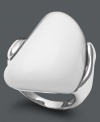 Smooth, sleek and refined. A polished white agate stone (18 mm x 26 mm) adorns this fluid sterling silver ring. Size 7.