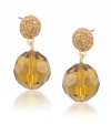 Go for the gold. Attractive amber-hued glass beads join together with glittering post accents to form Carolee's chic double drop earrings. Crafted in gold tone mixed metal. Approximate length: 1 inch.