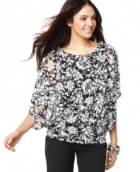 Style&co. takes the lace top a step further with dramatic black and white and a soft, fluid petite silhouette! (Clearance)