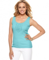 Charter Club's finely-gauged petite tank top is chic and versatile essential. Try one in every color!