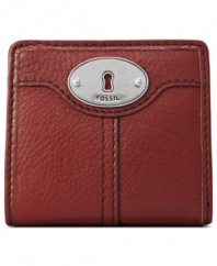 The perfect purse or pocket companion, this petite leather wallet from Fossil thinks big. Plenty of zip and slip compartments safely stash your essentials with ease, while vintage-inspired detailing adds elegance to the outside.