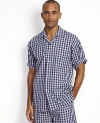 Praise plaid. This camp sleep shirt from Nautica classes up your bedroom style.
