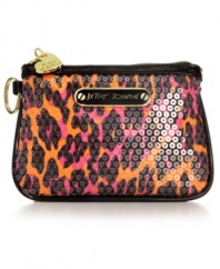 Carry your coins while looking oh-so fabulous with this eye-catching Betsey Johnson coin purse. High-shine sequins and an easy top-zip design make this tempting little treasure an everyday necessity.