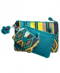 It's triple the fun with this adorable trio of travel-ready cosmetic bags from Kipling. Fun-loving colors and an easy access zipper make these stylishly convenient bags a summer vacation must-have.