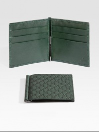 Classic wallet with money clip made of signature microguccisima leather.Six card slotsLeather4W x 4HMade in Italy
