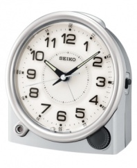 A sleek design and multiple functions make this bedside clock from Seiko the perfect way to keep you ticking. White round dial with logo, numerical indices, luminous hands, ascending alarm with snooze and alarm reminder light. Batteries included. Measures approximately 4-3/4 x 4-1/2 x 2-3/4. One-year limited warranty.