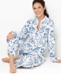 Indulge in a garden's worth of flowers. The Versailles Countryside pajamas by Charter Club feature beautifully printed cotton trimmed with soft satin and lace.